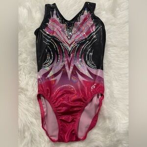 Pink and Black Gymnastics Leotard